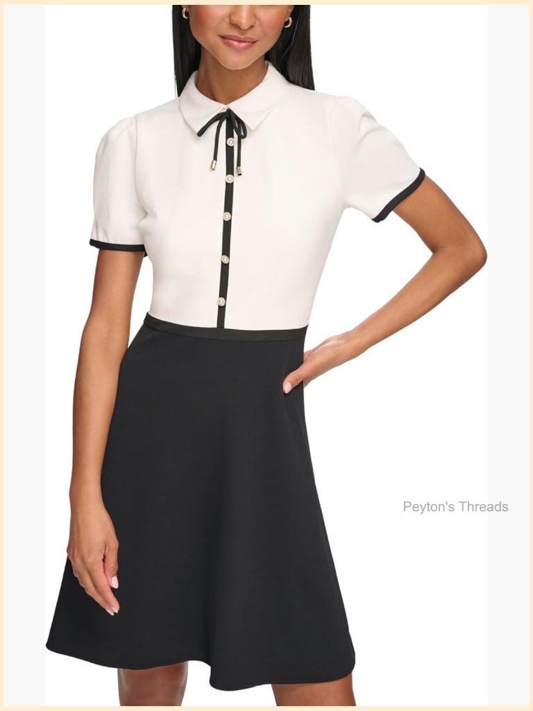 Mock Neck Sleeveless A-Line Midi Cocktail Dress With Gold Button Detailing